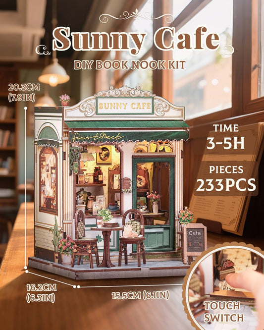 CUTEBEE Sunny Cafe interior detail highlights tiny shelves for shelf styling inspiration.