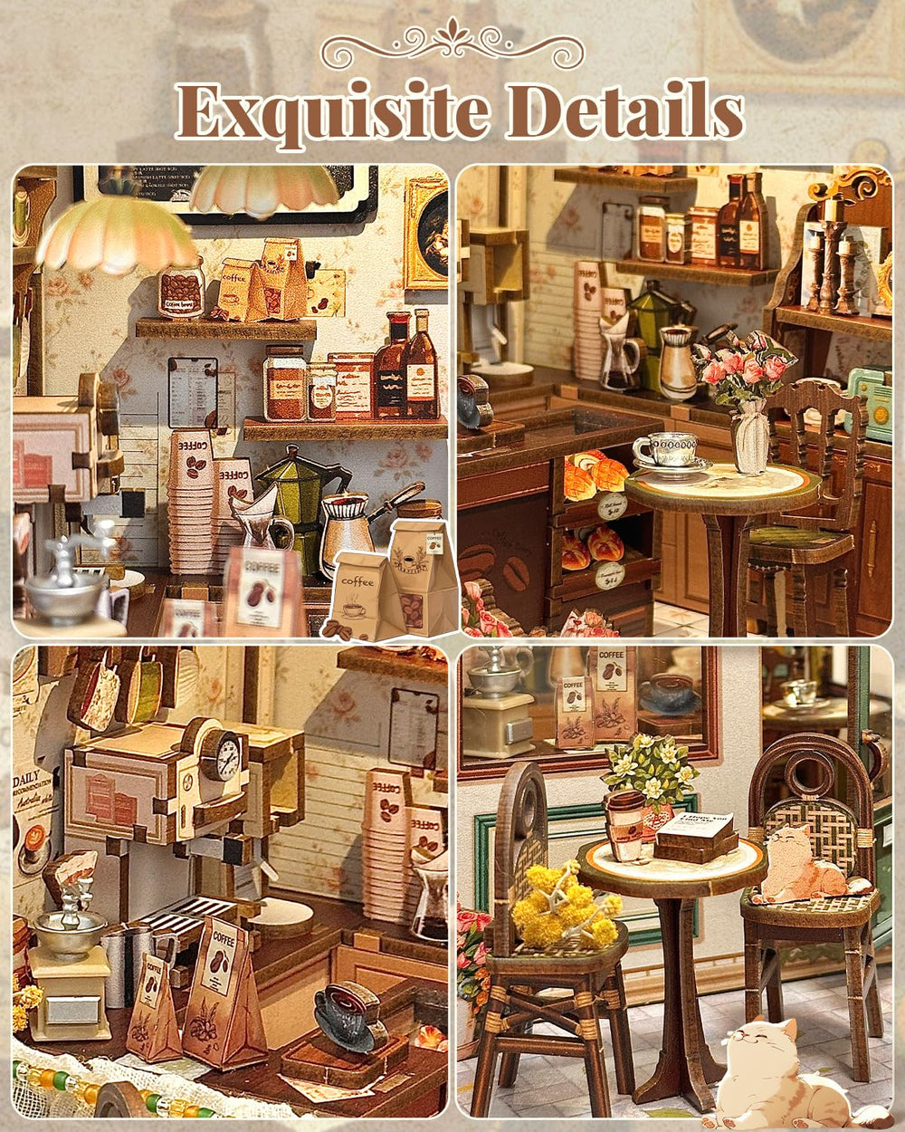 CUTEBEE Sunny Cafe miniature room scene ready for bookshelf display.
