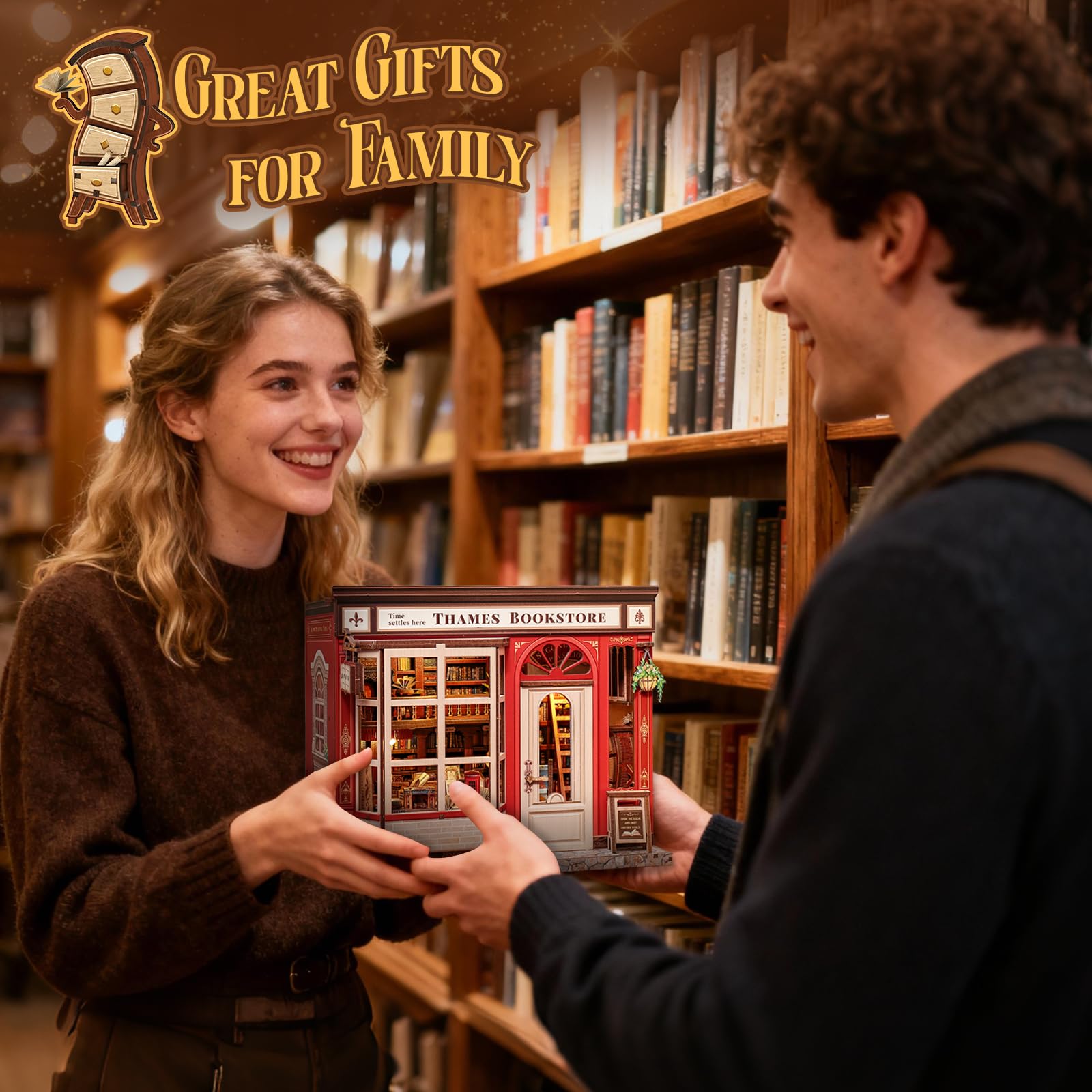 CUTEBEE Thames Bookstore Kit compact package fits bookshelf corners.