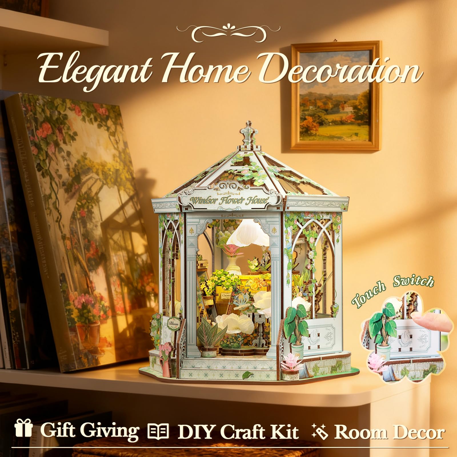 CUTEBEE Windsor Flower House Kit tea set accessory for charming scenes.