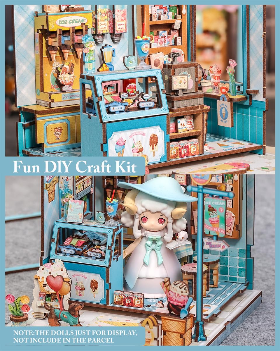 Cutefun Bella's Ice Cream Book Nook Kit display-friendly diorama elevates cozy home decor.