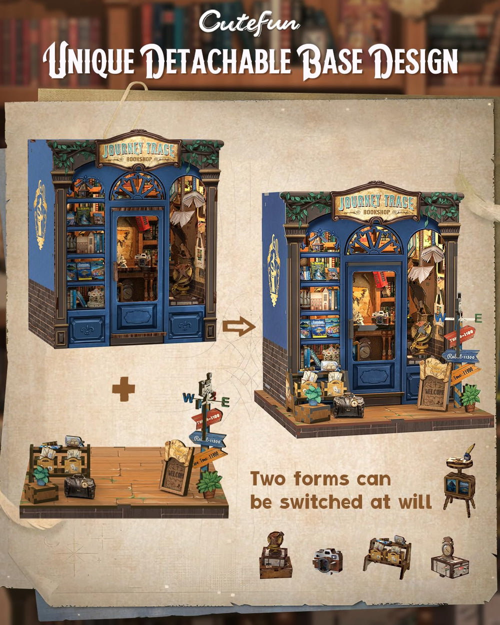 Cutefun Book Nook 3D puzzle pieces invite mindful assembly and a satisfying build.