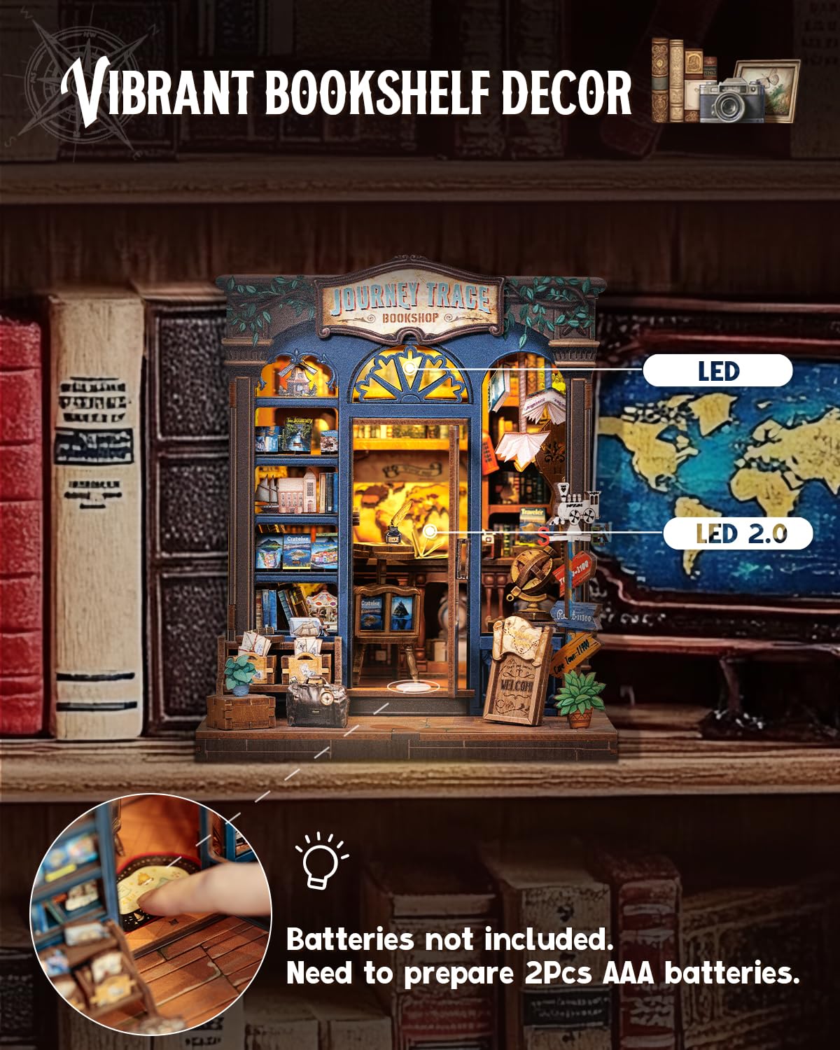 Cutefun Book Nook Journey Trace map-shaped sign sparks wanderlust on display.