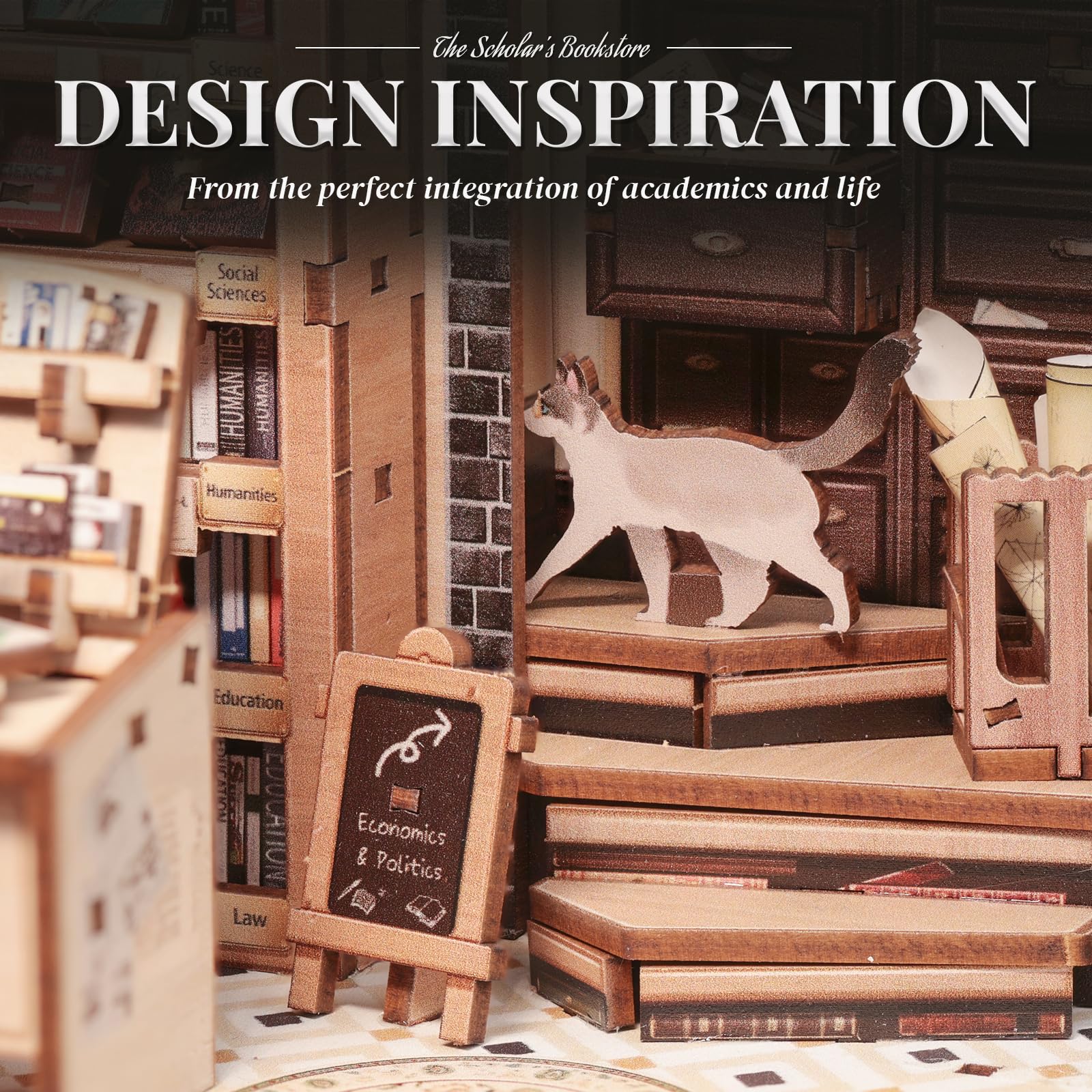 Cutefun Book Nook Kit completed display adds scholarly charm