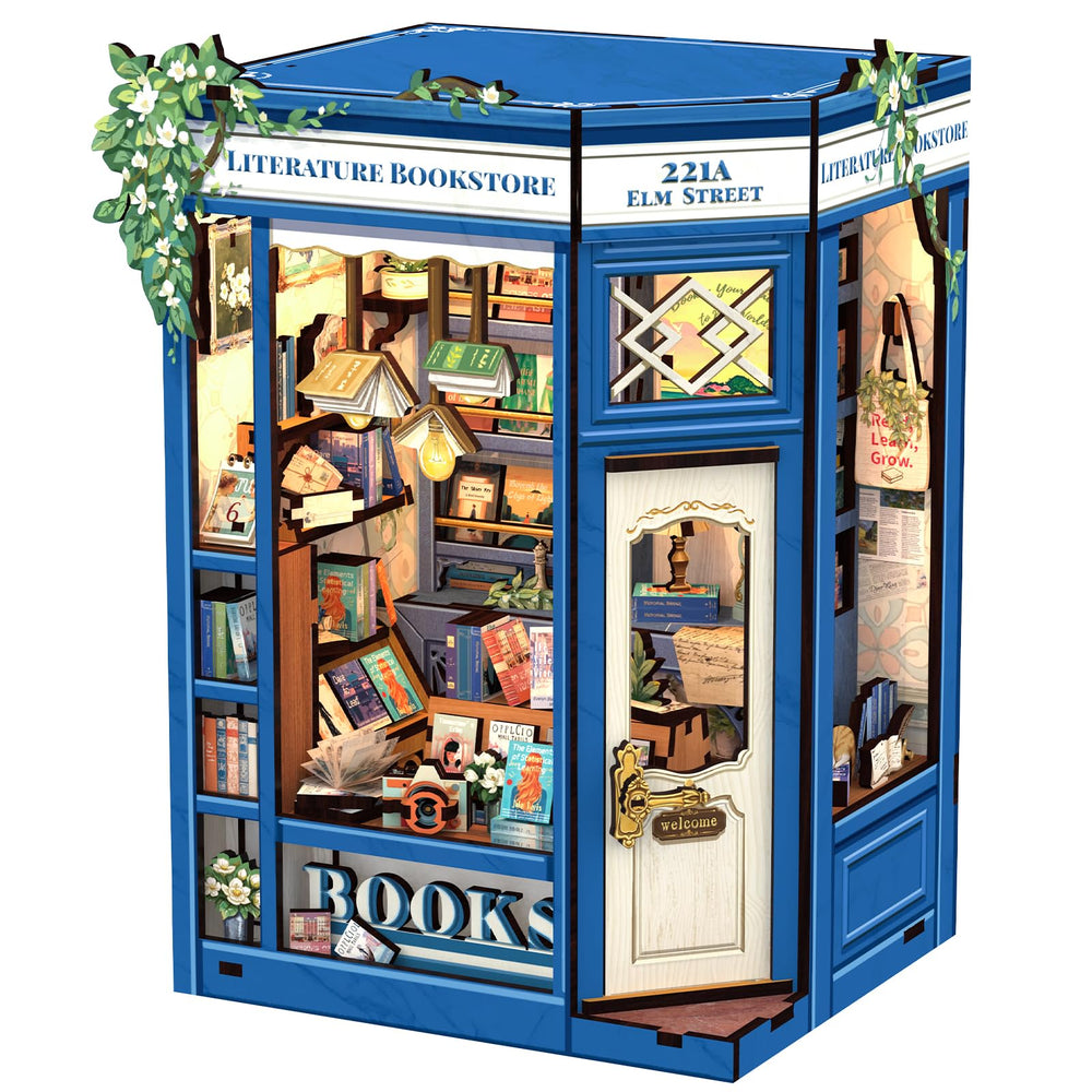 Cutefun Book Nook Kit detailed assembly scene enhances shelf decor with intricate miniature craftsmanship