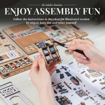Cutefun Book Nook Kit stickers help finishing touches during build
