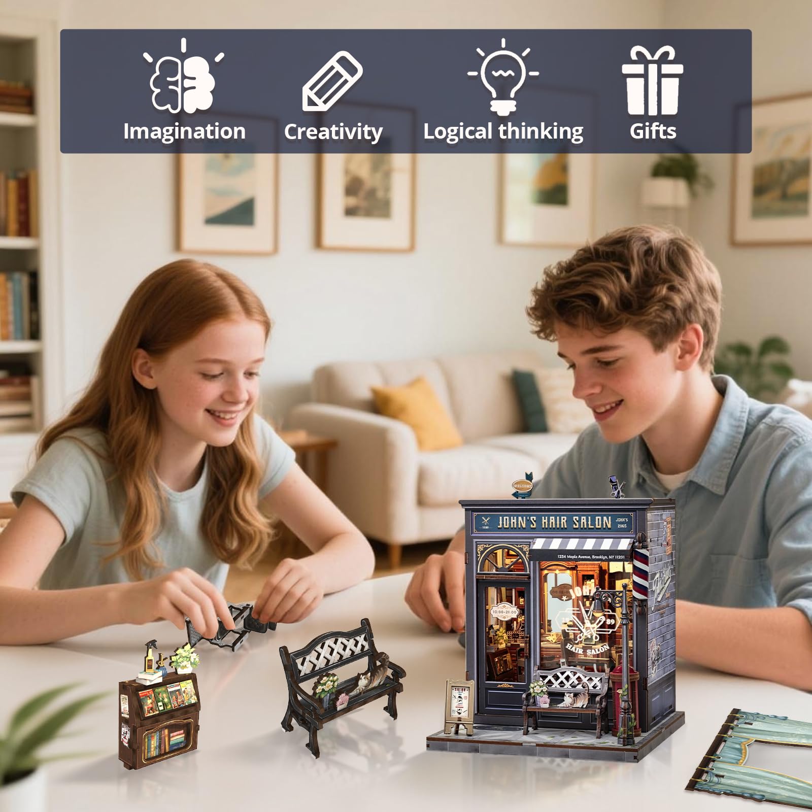 Cutefun Book Nook LED light-on adds warm shelf glow.