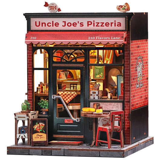 Cutefun Uncle Joe's Pizzeria book nook front view adds nostalgic charm to shelves.