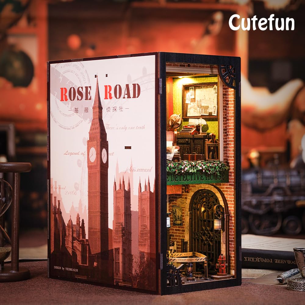 Cutefun LED-lit dollhouse bookend with warm glow for cozy ambiance