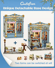 Cutefun Sweet Marie Book Nook Kit close-up shows fine wood texture.