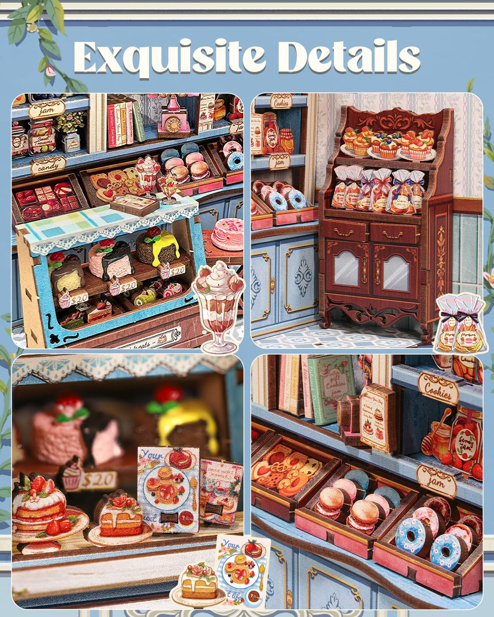 Cutefun Sweet Marie Book Nook Kit gift-ready box appeals to dessert lovers.