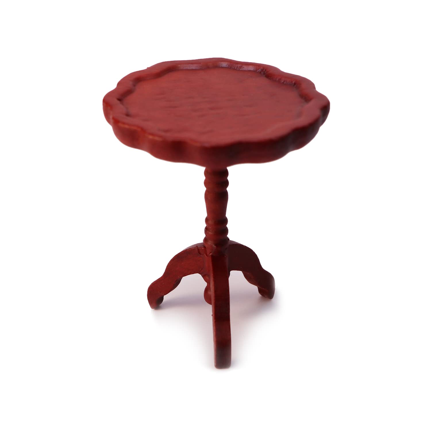 Cutemini round brown dollhouse end table, sturdy wood construction for 1:12 scenes.