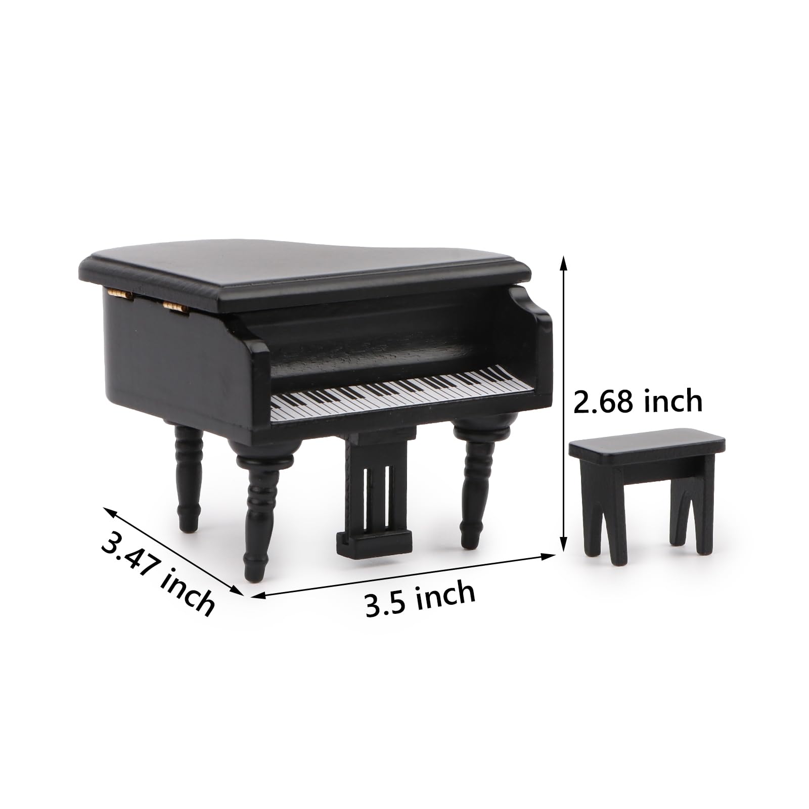 Cutemini miniature piano with open lid showing keys, ideal for display and gift-giving.