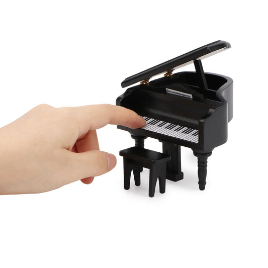 Cutemini miniature piano ornament with open lid and sheet music for dollhouse realism.