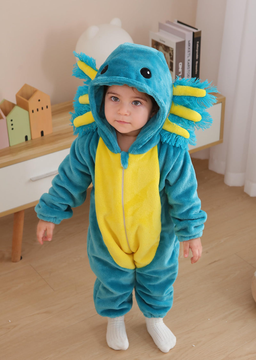 CuteOn flannel baby romper blue, offering all-season comfort and durability.