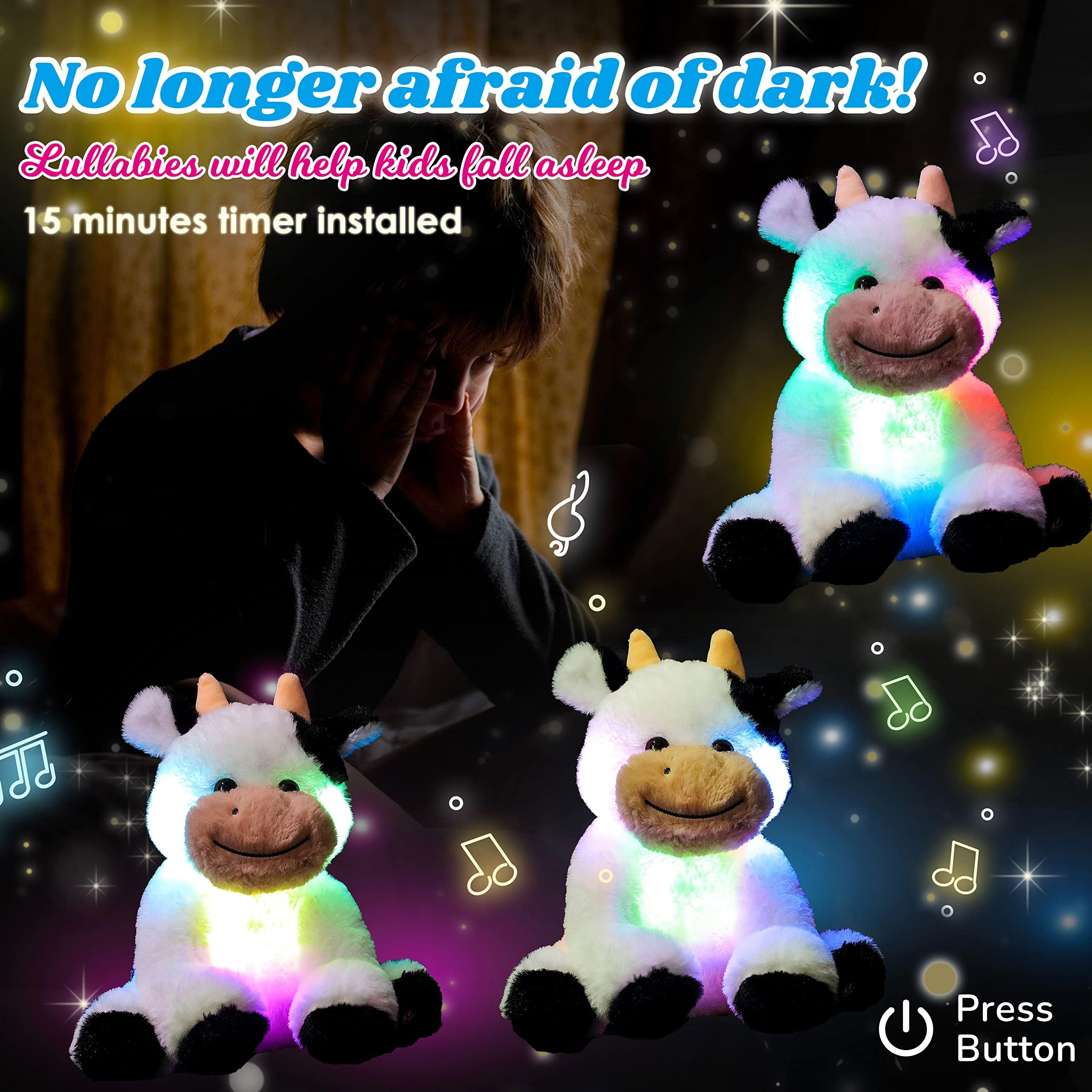 Cuteoy colorful LED inside cow offers a comforting night glow.