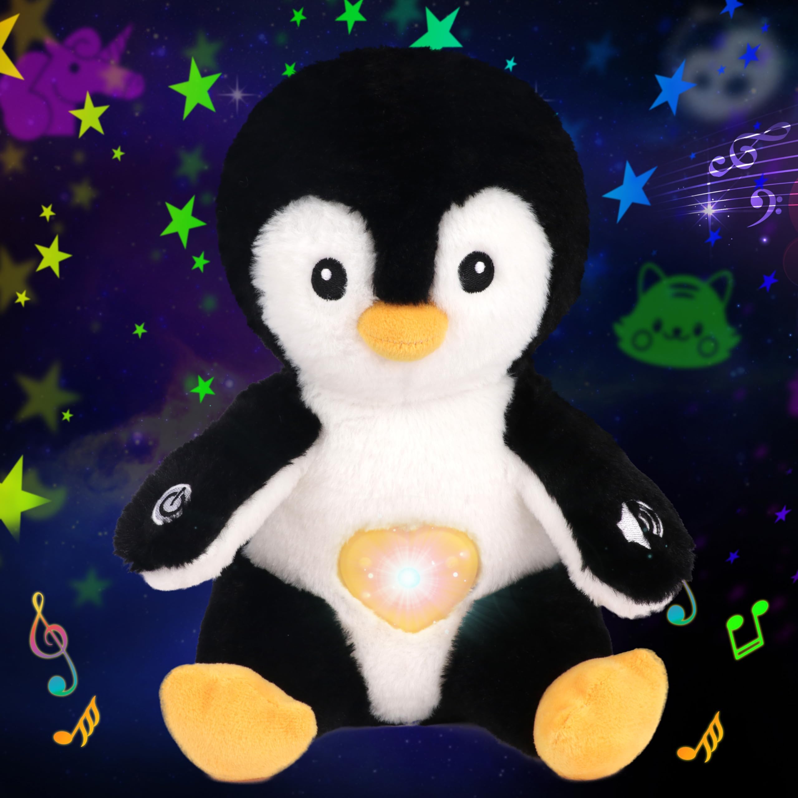 Cuteoy penguin star projector casts moon and stars for bedtime ambience.