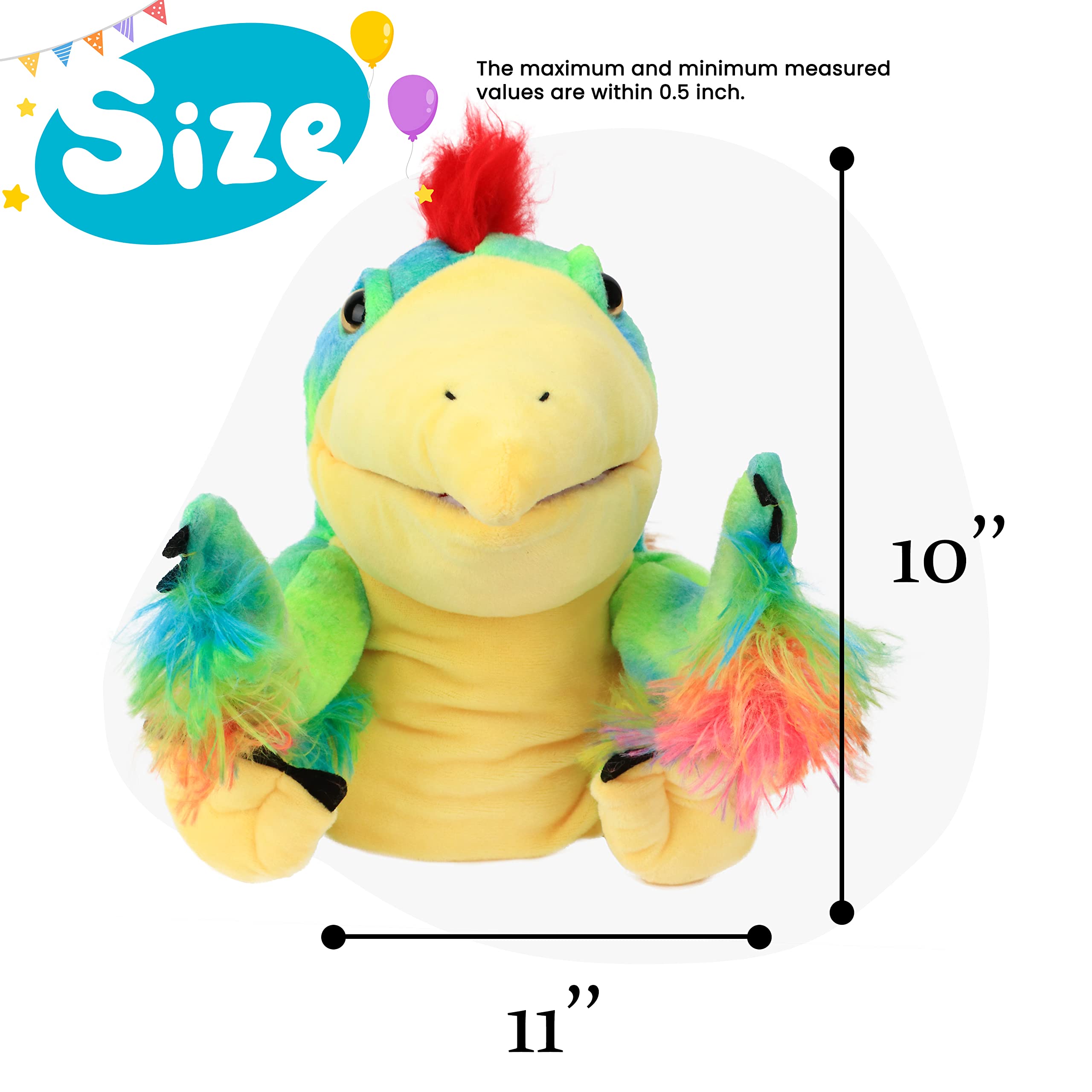 Cuteoy Caudipteryx plush hand puppet with soft fabric for gentle play.