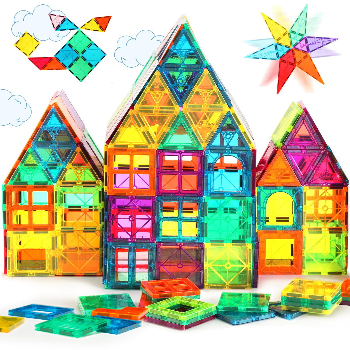 CuteTiger magnetic tiles castle build to spark creativity and problem solving.