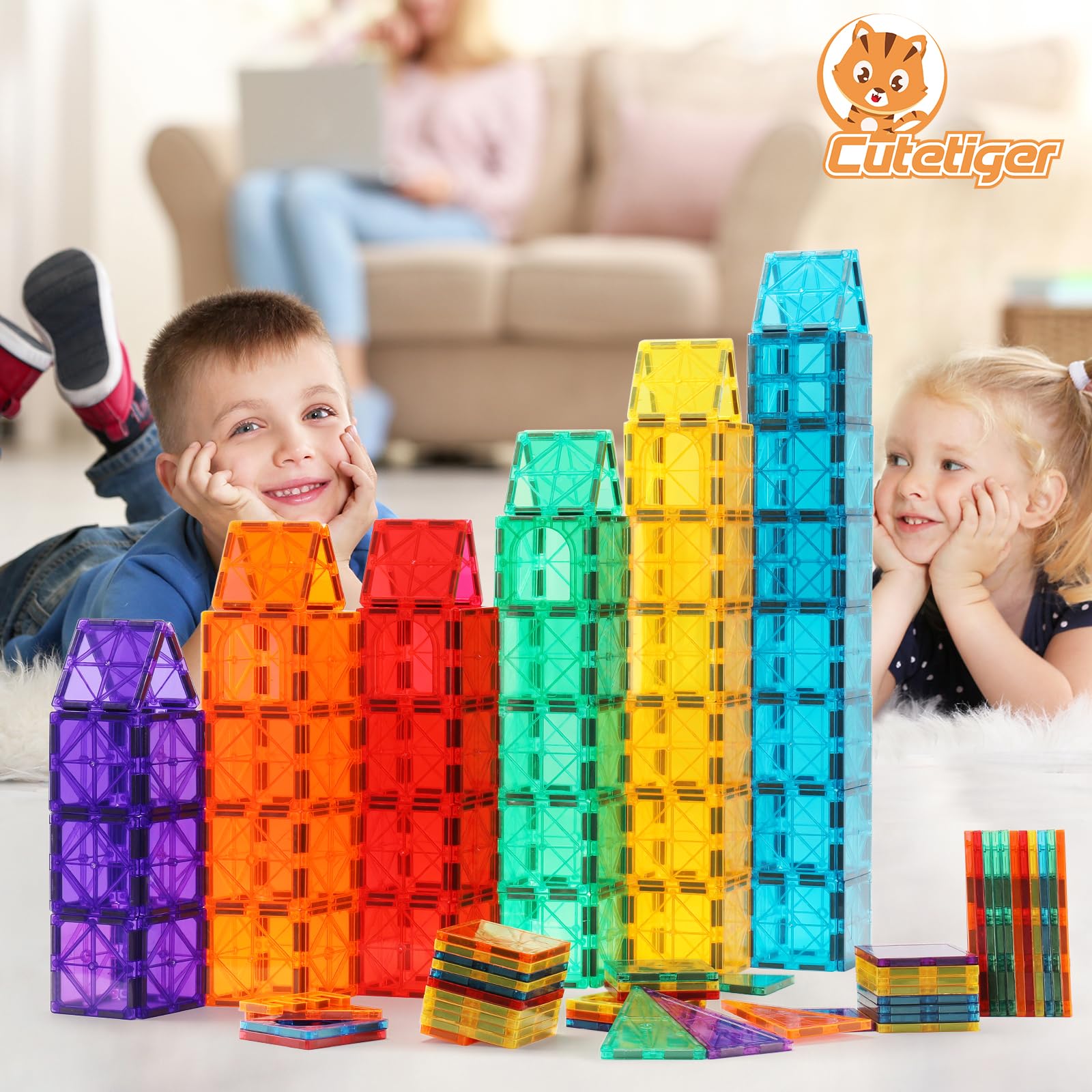 CuteTiger square blocks for STEM play, exploring geometry and planning.