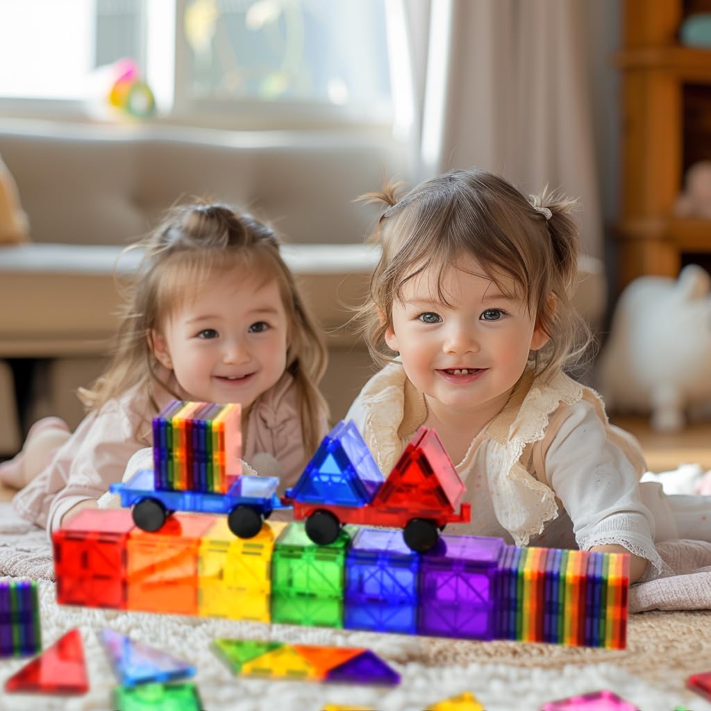 CuteTiger magnetic tiles stem play setup encouraging exploration.