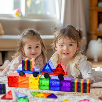 CuteTiger magnetic tiles stem play setup encouraging exploration.