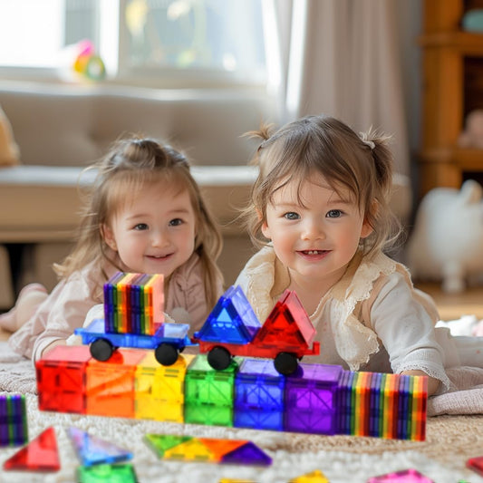 CuteTiger magnetic tiles stem play setup encouraging exploration.