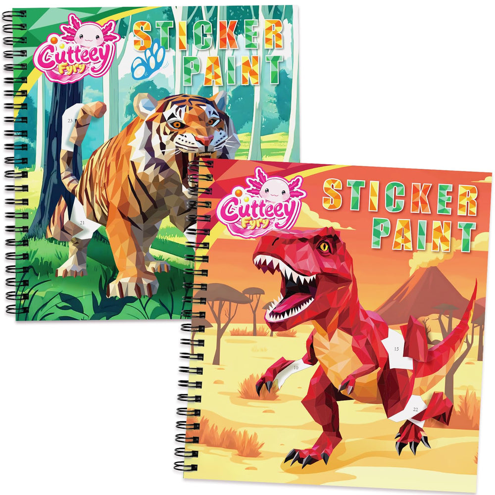 CutteeyFyry paint-by-number sticker book cover—kid-friendly screen-free travel fun.