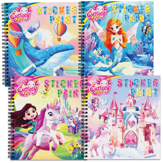CutteeyFyry Paint by Number Sticker Book front cover—engaging travel activity for kids