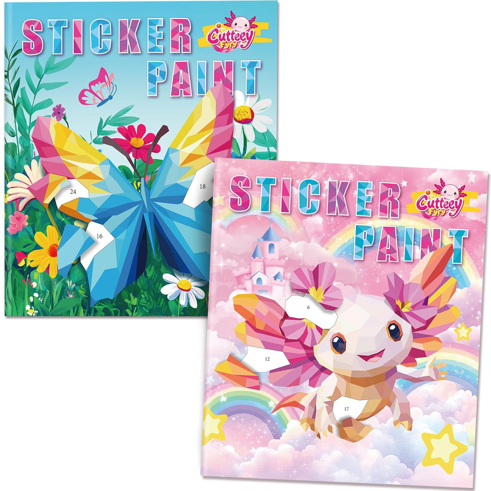 Cutteeyfyry paint-by-number sticker book cover with vibrant colors for travel.