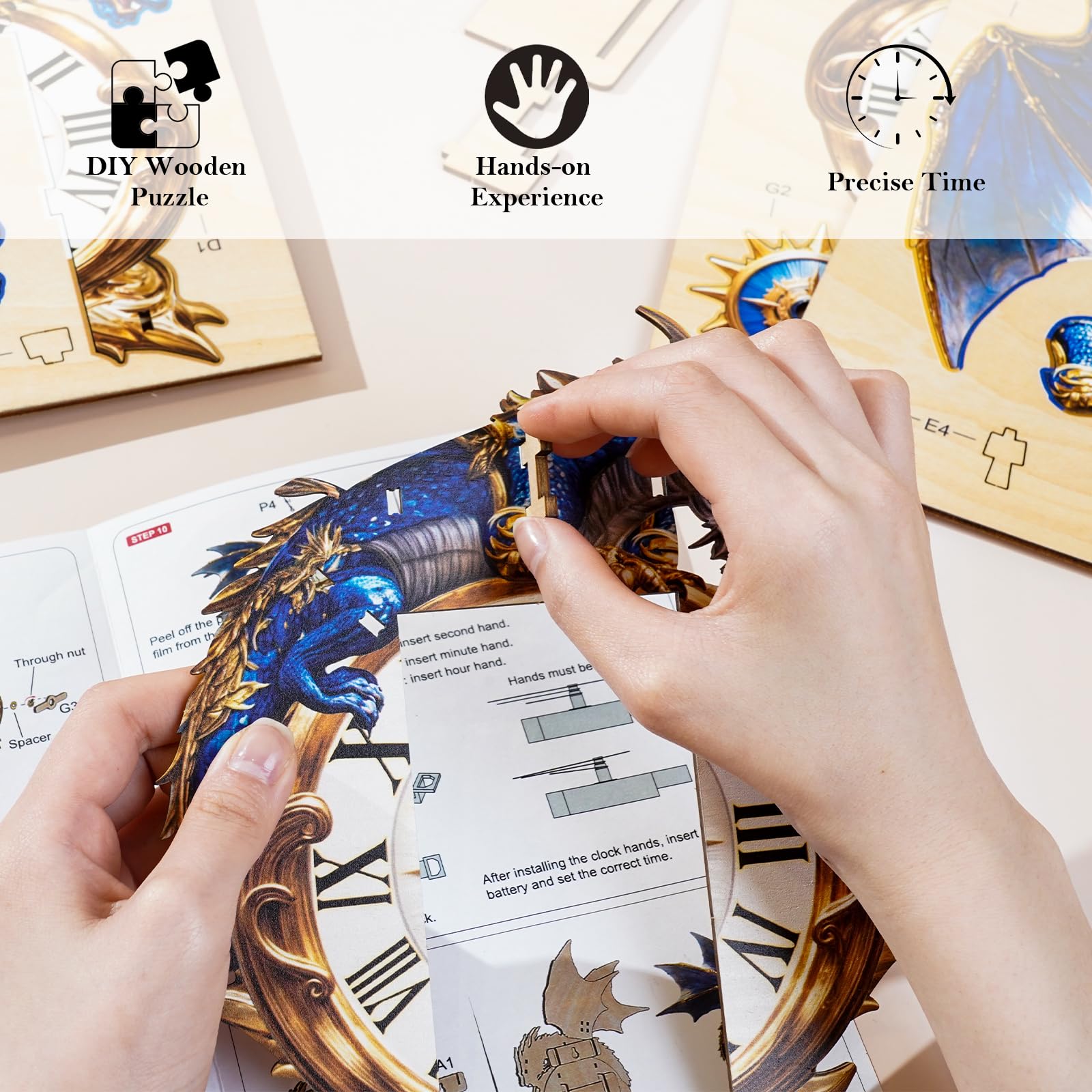 Cutywood 3D puzzle clock supports family project and problem solving.
