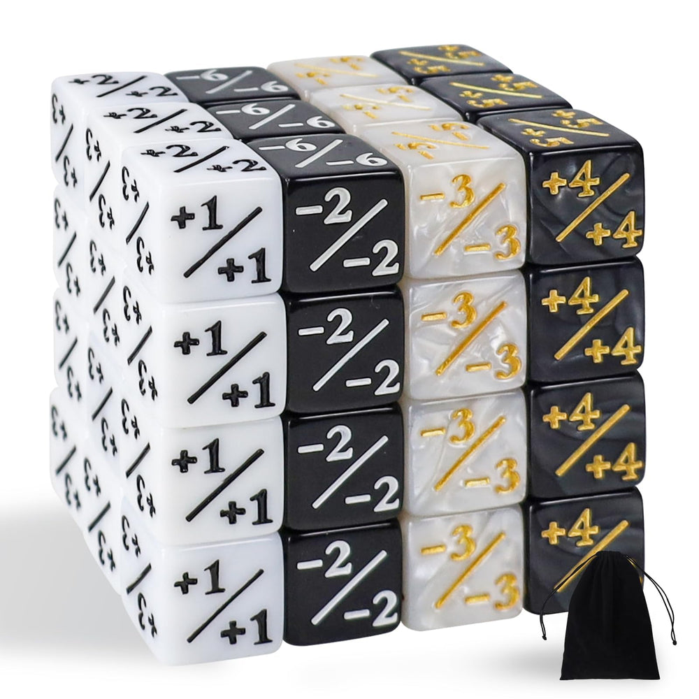 CUUKSHKN glitter MTG dice token in black and white for clear tracking during matches