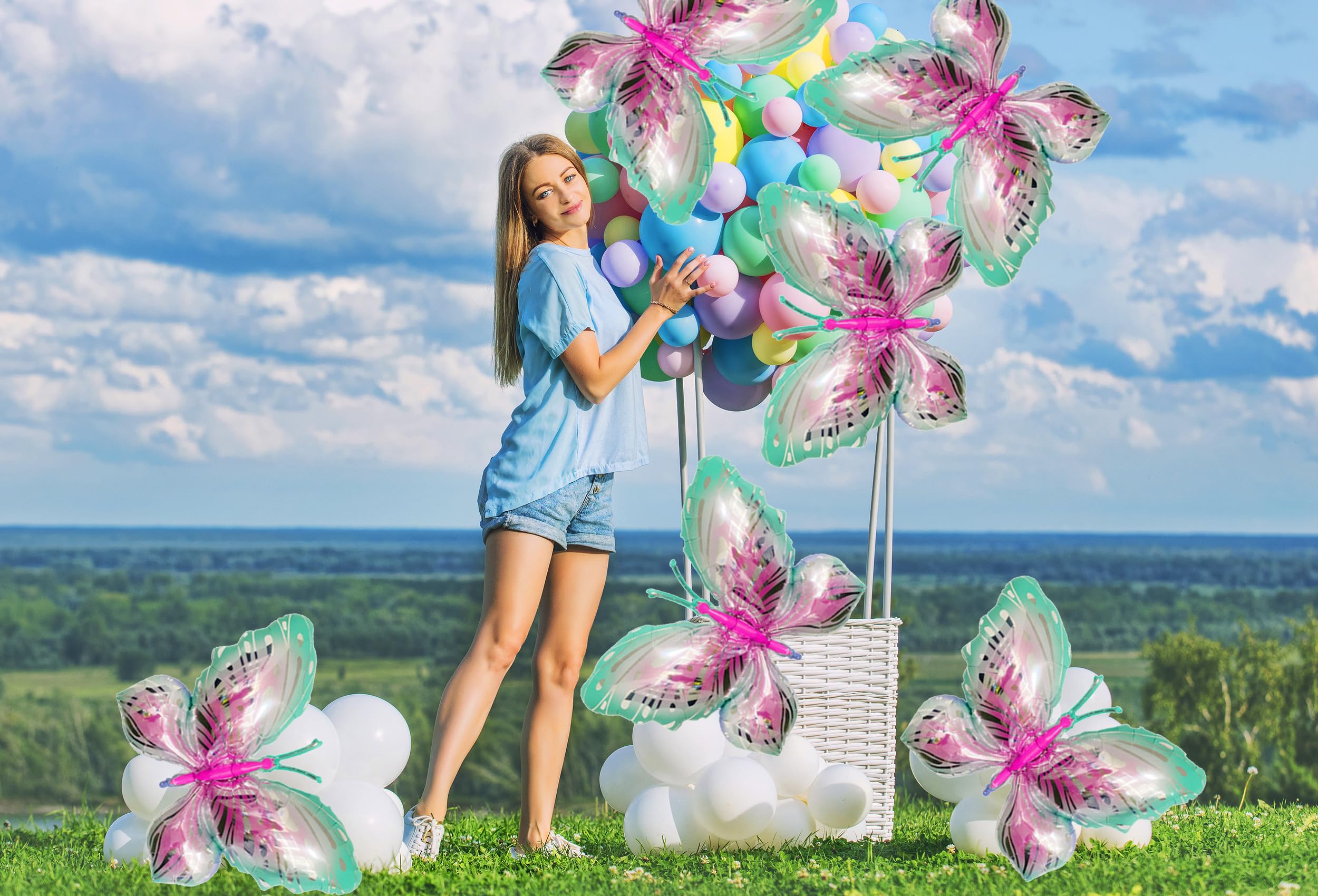 CUUSNNY pink-blue butterfly balloons perfect for wedding backdrops
