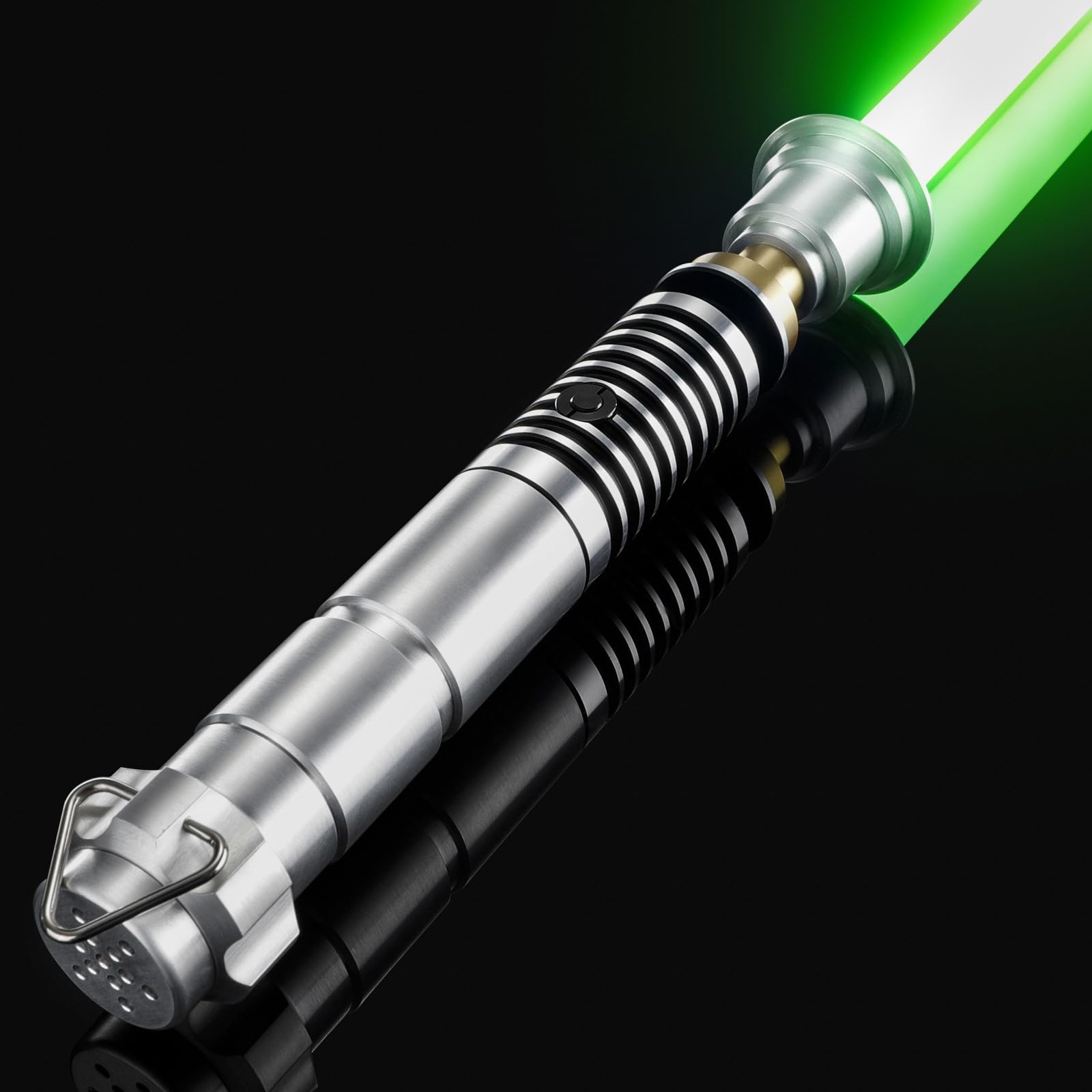 CVCBSER LK lightsaber front view with premium aluminum hilt, ideal for cosplay duels.