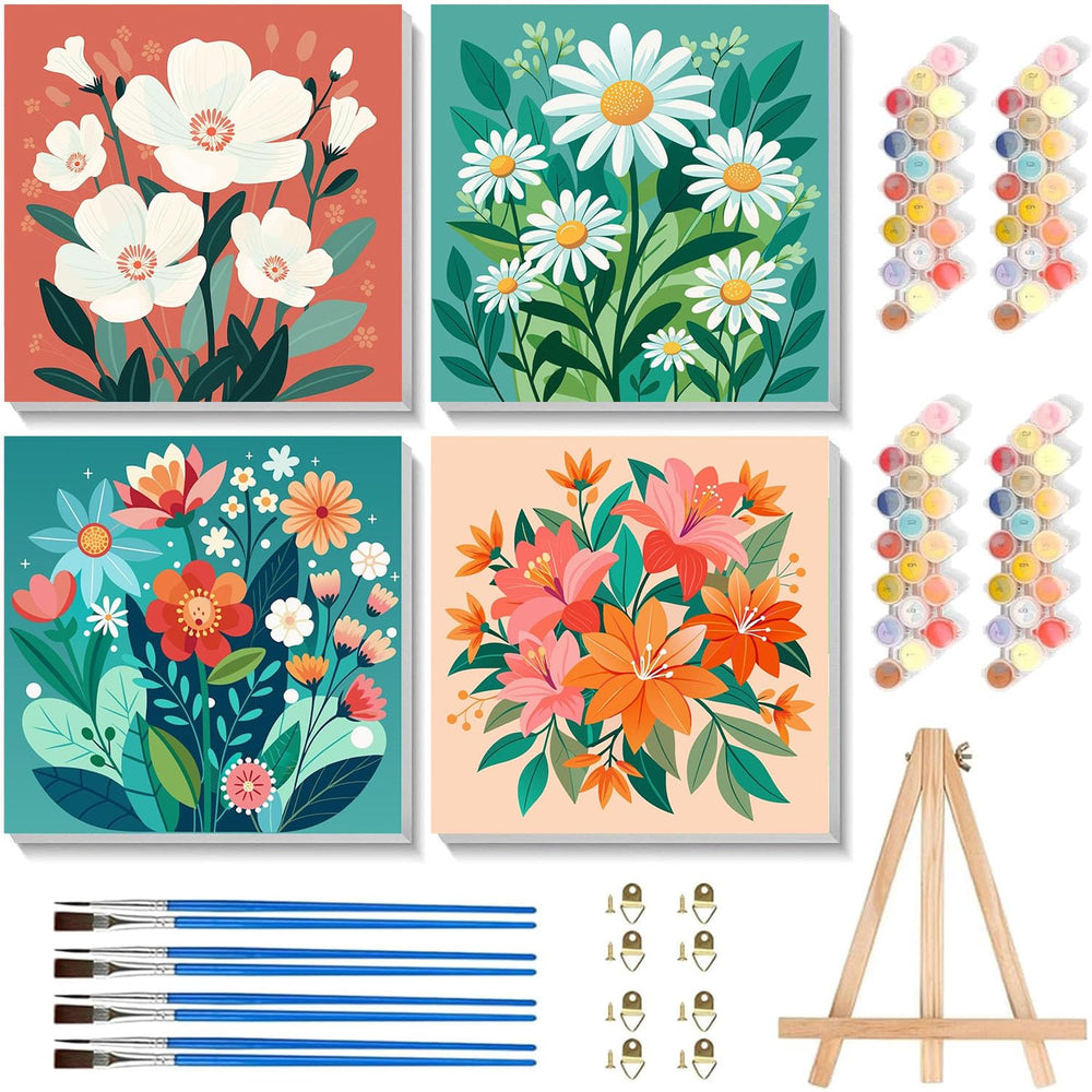 cviokrdu Flowers paint by numbers frame showing framed artwork ready to display