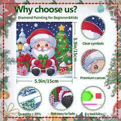 Cviokrdu Santa Claus diamond art for kids, 7x7 inch project.