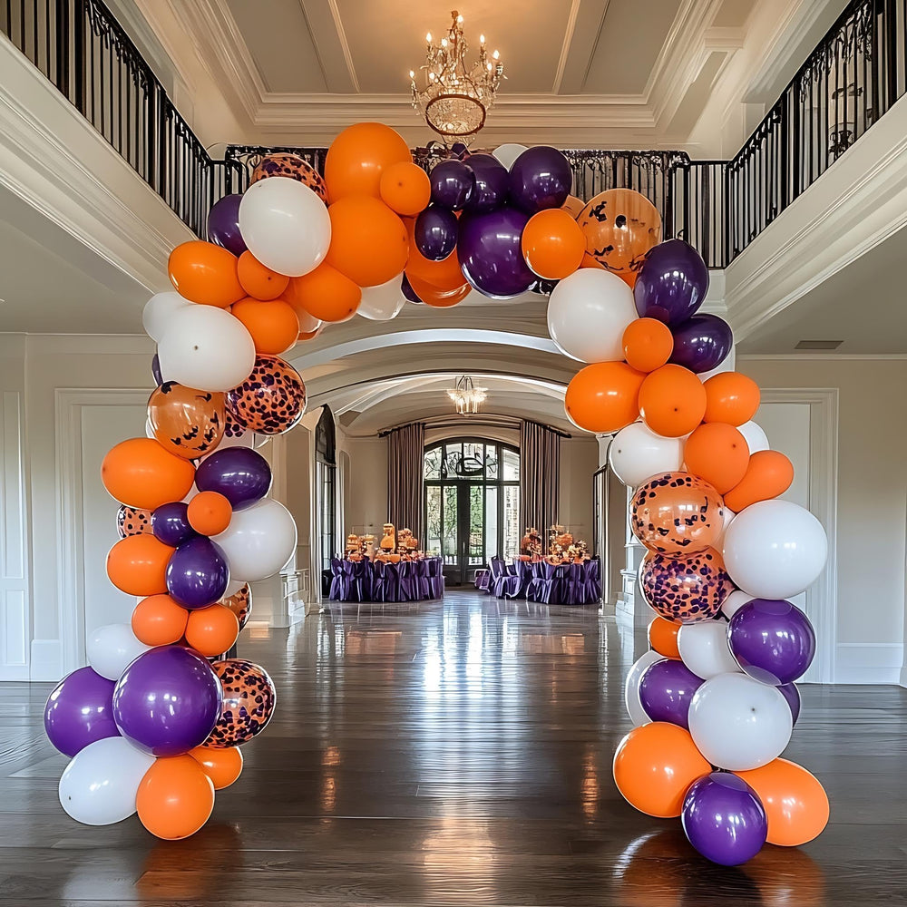 Outdoor summer party decor with CVPARTYON orange balloons