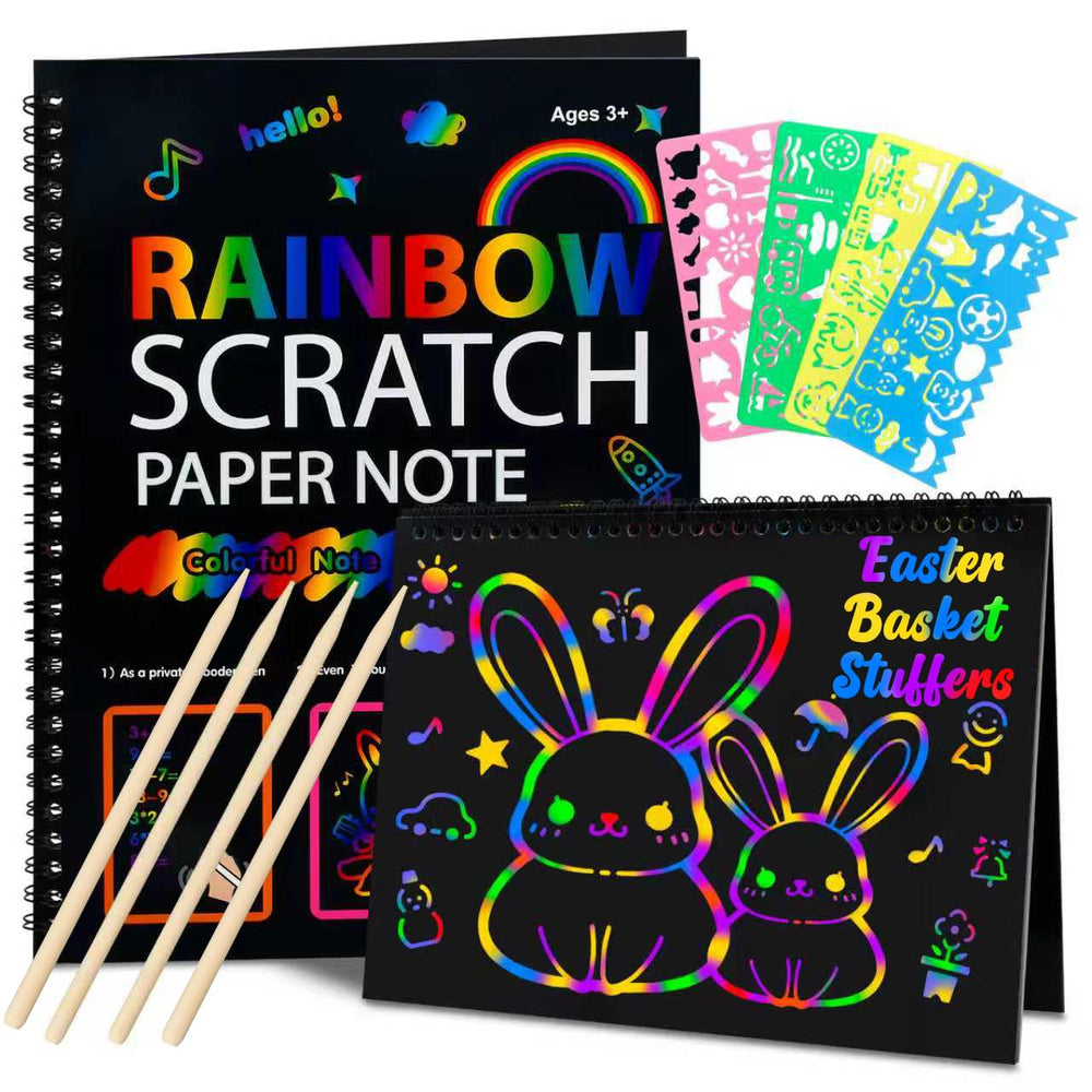 Cvvdycago scratch art notebook 2-pack reveals vibrant colors for creative fun.