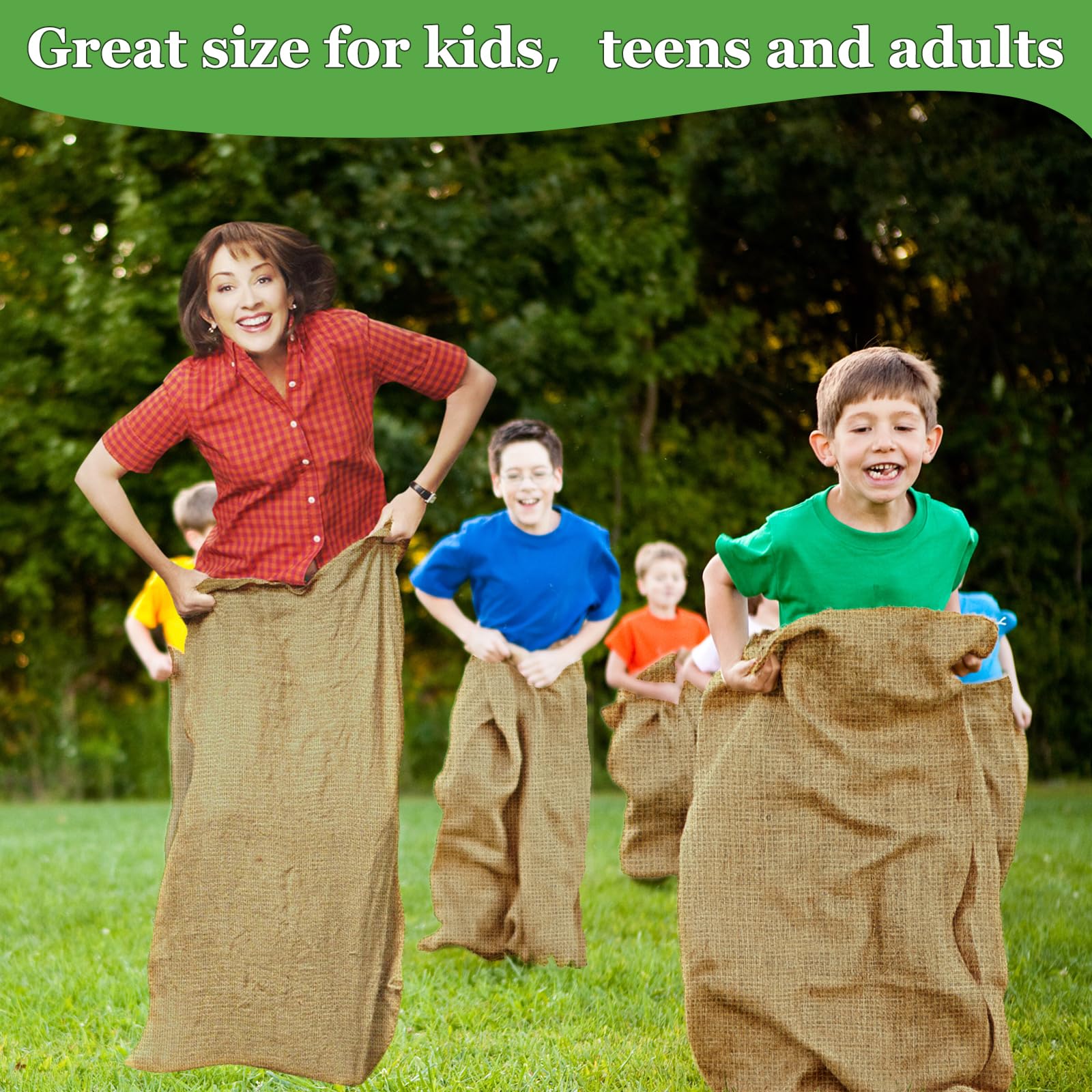 CWLAKON burlap sacks in action during a family field day for all ages