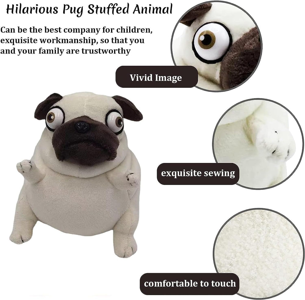 CWZY pug plush toy 16-inch face-detail shows wrinkled expression for imaginative play