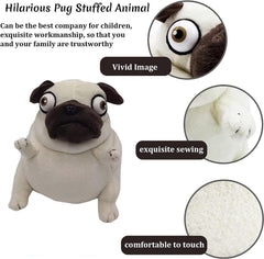 CWZY pug plush toy 16-inch face-detail shows wrinkled expression for imaginative play