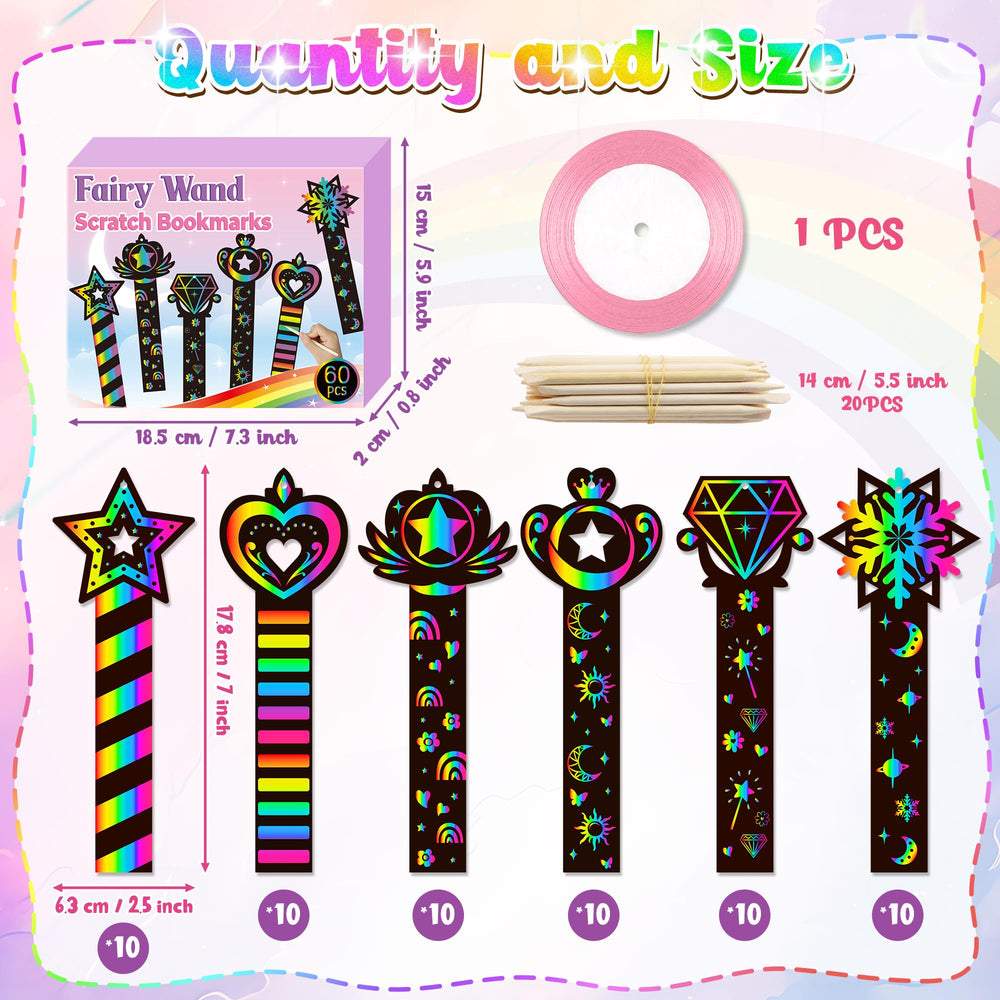 CY2SIDE six styles princess wand scratch cards reveal vibrant colors for DIY crafts.