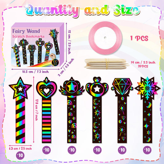 CY2SIDE six styles princess wand scratch cards reveal vibrant colors for DIY crafts.