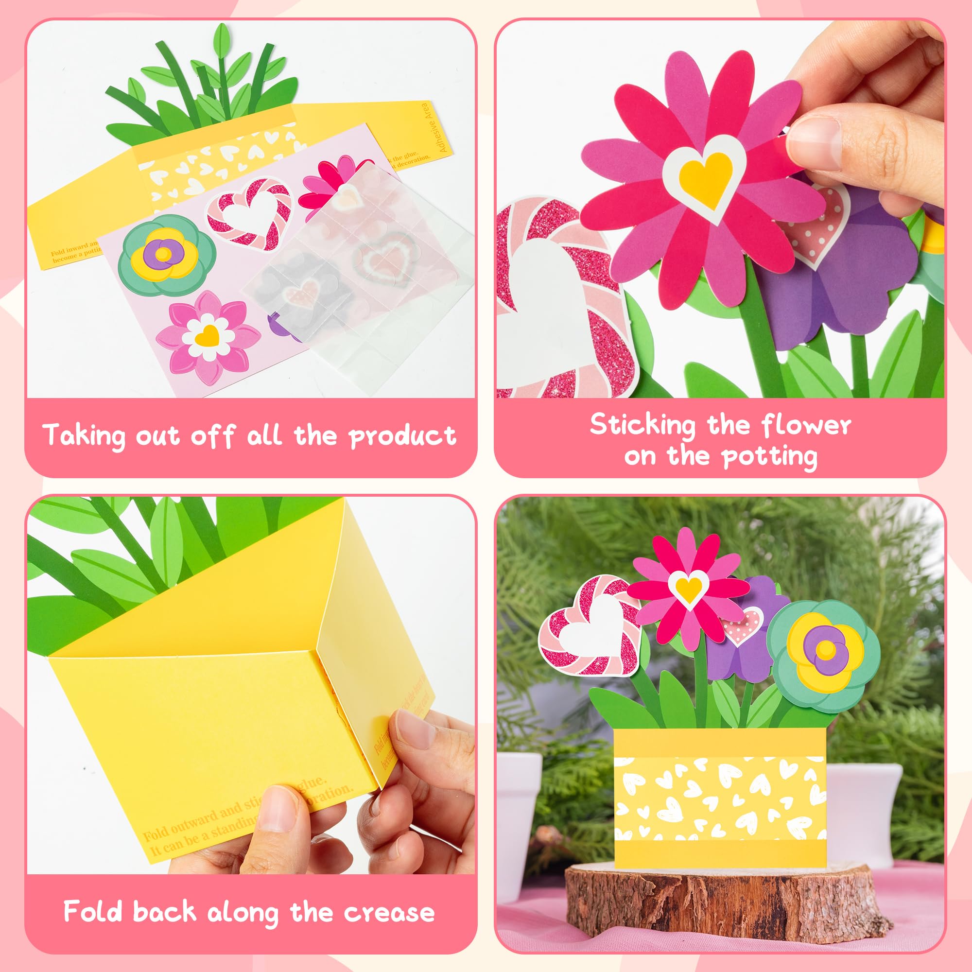 CY2SIDE Valentines standing flower pot card showcasing unique 3D design