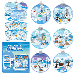 CY2SIDE winter polar animal sticker scene 12-set perfect for kids' crafts