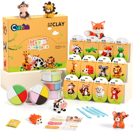 CyAJM air dry clay kit with animal-themed models sparks kids' creativity