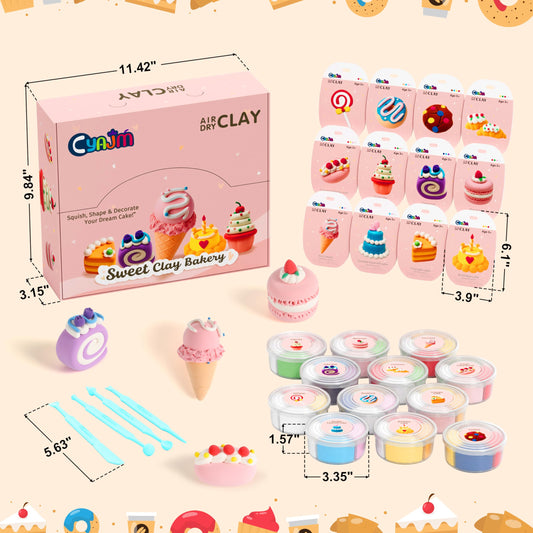CyAJM cake-themed clay colors tray showing separate color compartments for mess-free projects