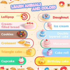 CyAJM illustrated instruction cards guiding kids through 12 cake models