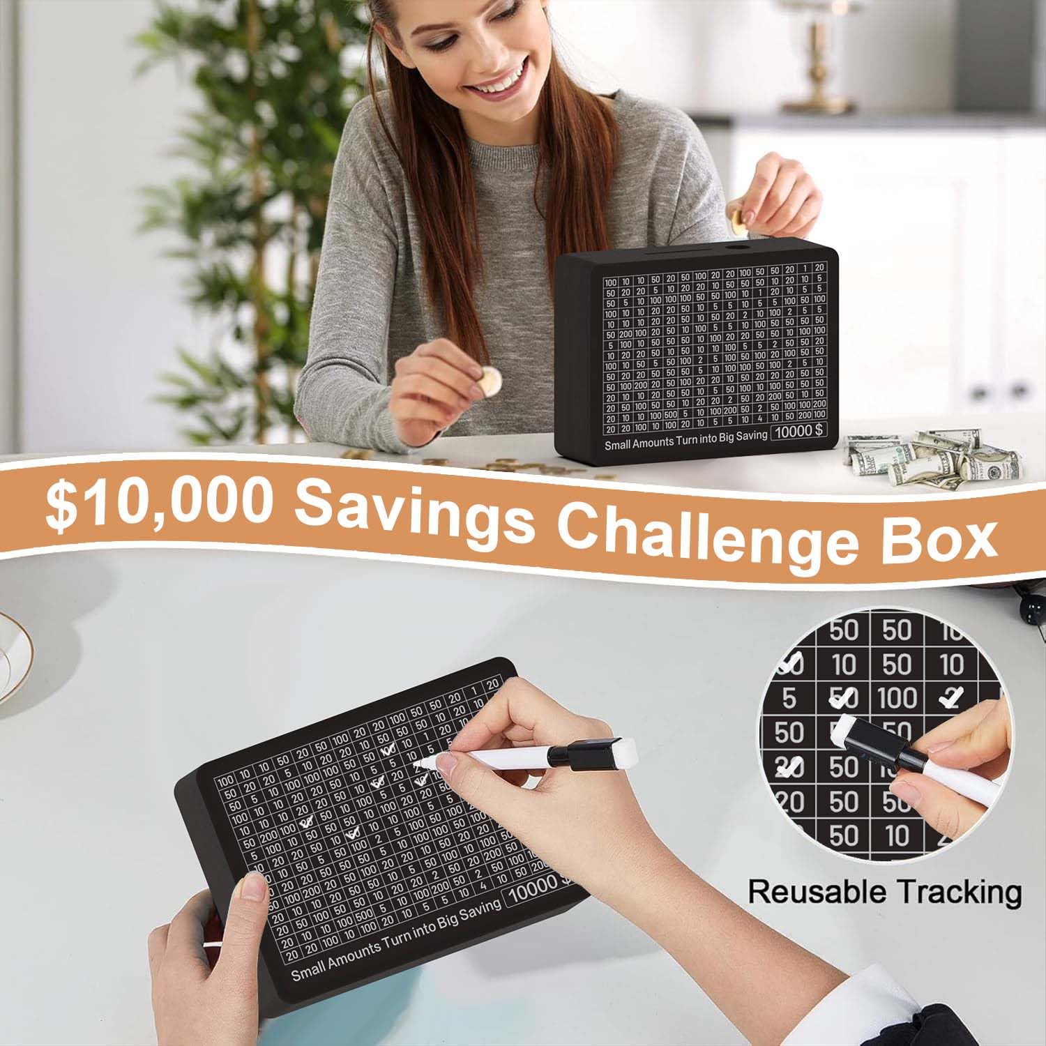 CYANLUX customizable savings labels with dials for goals.