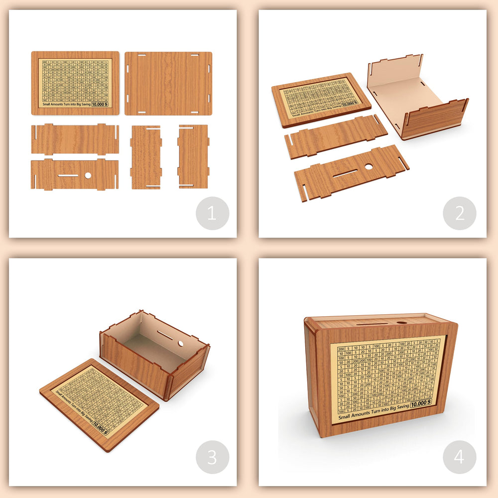 13 sheets for goal planning included with the CYANLUX piggy bank